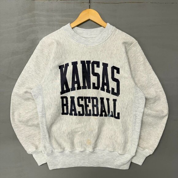 Vintage Kansas Baseball Grey Reverse Weave Champion‎ Style Large - Picture 1 of 5